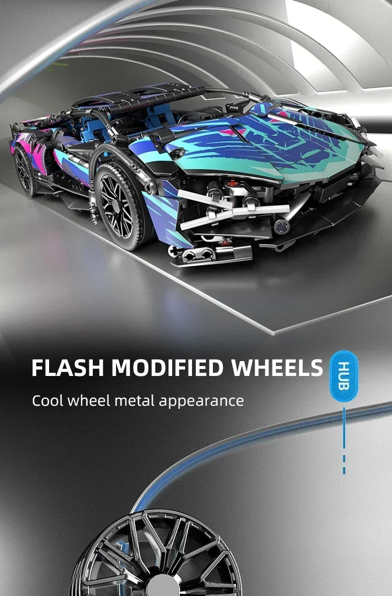 1314Pcs Technical Racing Sport Car 67128 Model Building Blocks Lamborghini Hypercar Racing Car Model Toys Kid Adult Gift