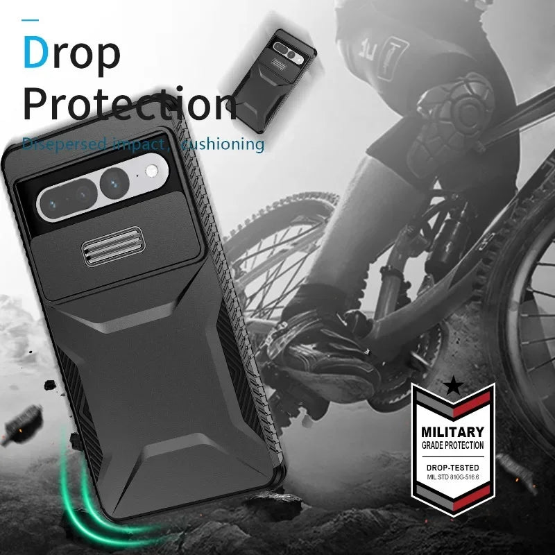 Military-grade Anti-fall and Anti-slip Camera Lens Slide Out Phone Case for Pixel 7 7PRO 7A 8 8PRO 8A 9/9PRO 9PRO XL Hard shell