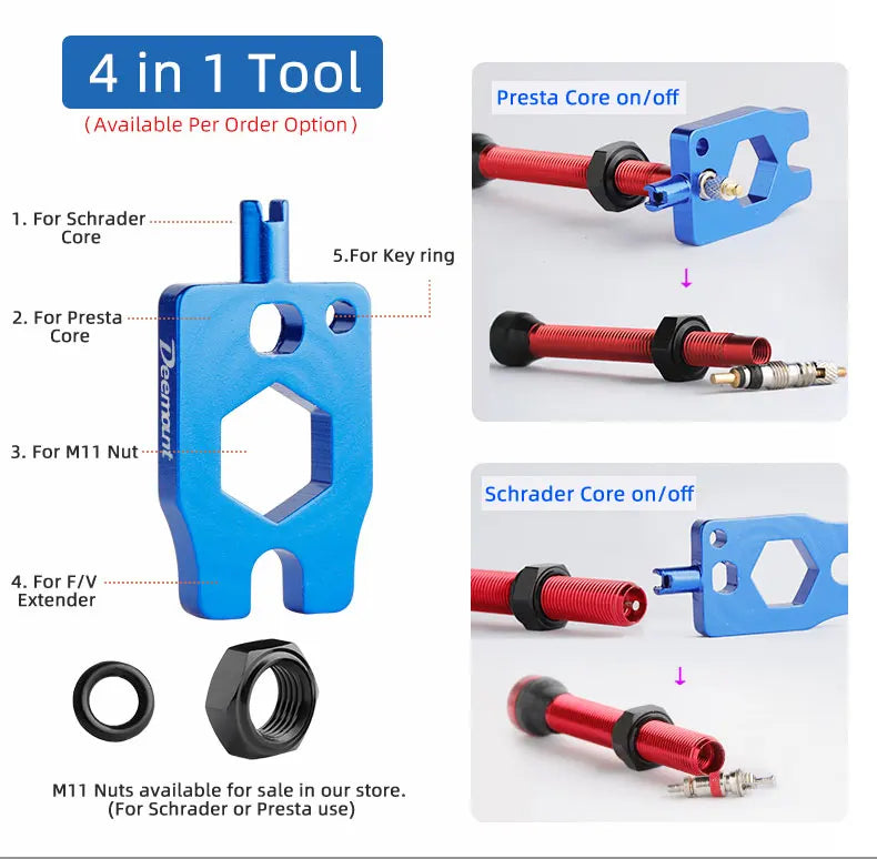 Bicycle F/V Tubeless Valve 44 60 80mm W/Tool Optional For Gravel Bike Aluminum alloy Pole Brass Core Presta Valve Cycling Parts
