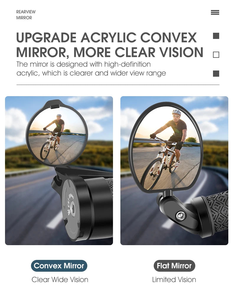 WEST BIKING Universal Cycling Handlebar Rear View Mirrors Adjustable Rotate 16-22mm Bicycle Mirror Rearview For MTB Road Bike