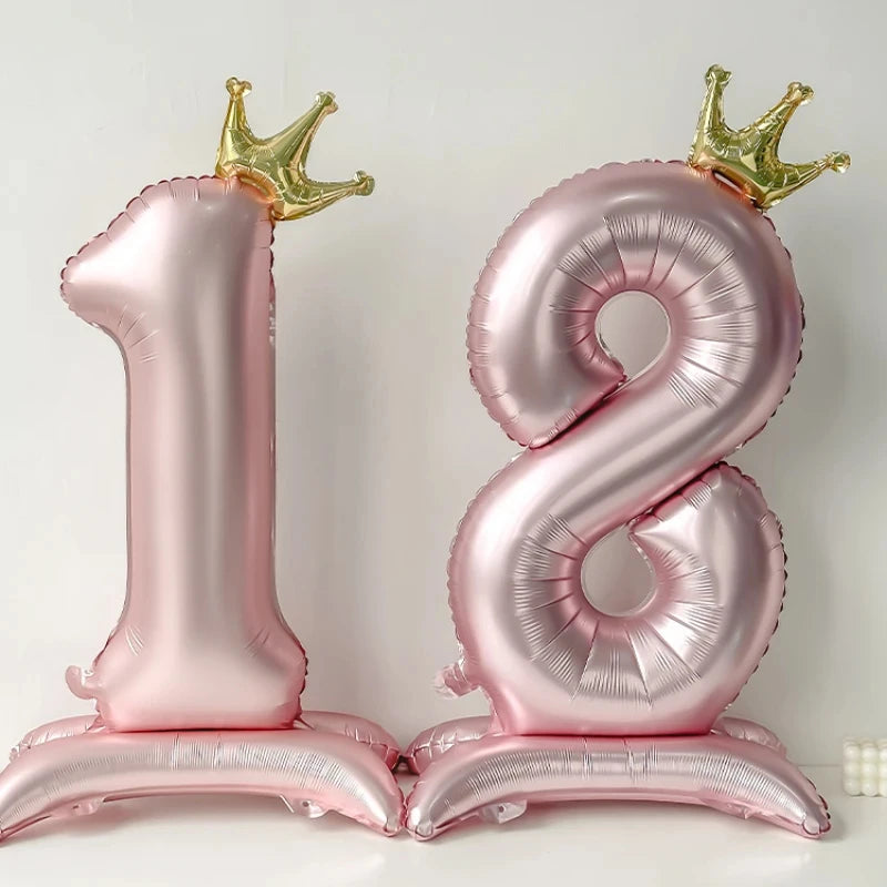 40 inch Pink Standing Crown Digital Girl Birthday Party Anniversary Party Decoration Balloon