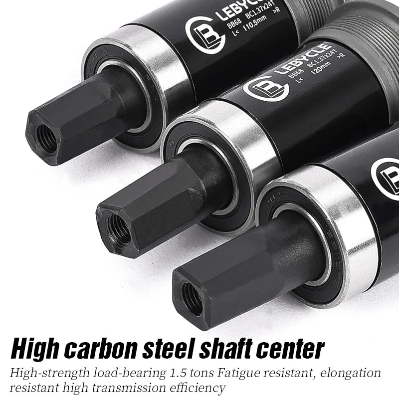 LEBYCLE MTB Road Bicycle Square Bottom Bracket BB68 Threaded Bottom Bracket Bike Hollow Axle 113/120/122.5/124.5/126mm
