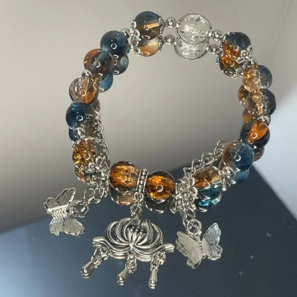 New Fashion Y2K Sweet Cherry Blossom Bracelet For Women Exquisite Elegant Flower Crystal Beaded Bracelet Girl Party Jewelry Gift