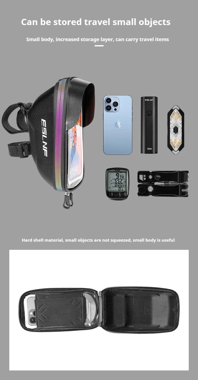 ESLNF Hard Shell Phone Bag Cycling Bag Handlebar Bag Waterproof Large Capacity Touchscreen Compatible Bicycle Accessories