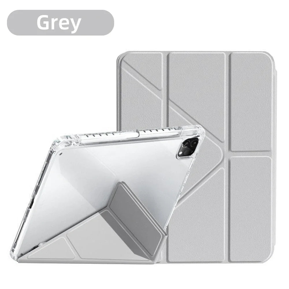 For iPad Case 2024 iPad Pro 13/11 M4 Air 11/13 M2 for 10th Gen Pro 12.9/11 Air 4/5th mini 6 Cover Y-bracket Acrylic Transparent