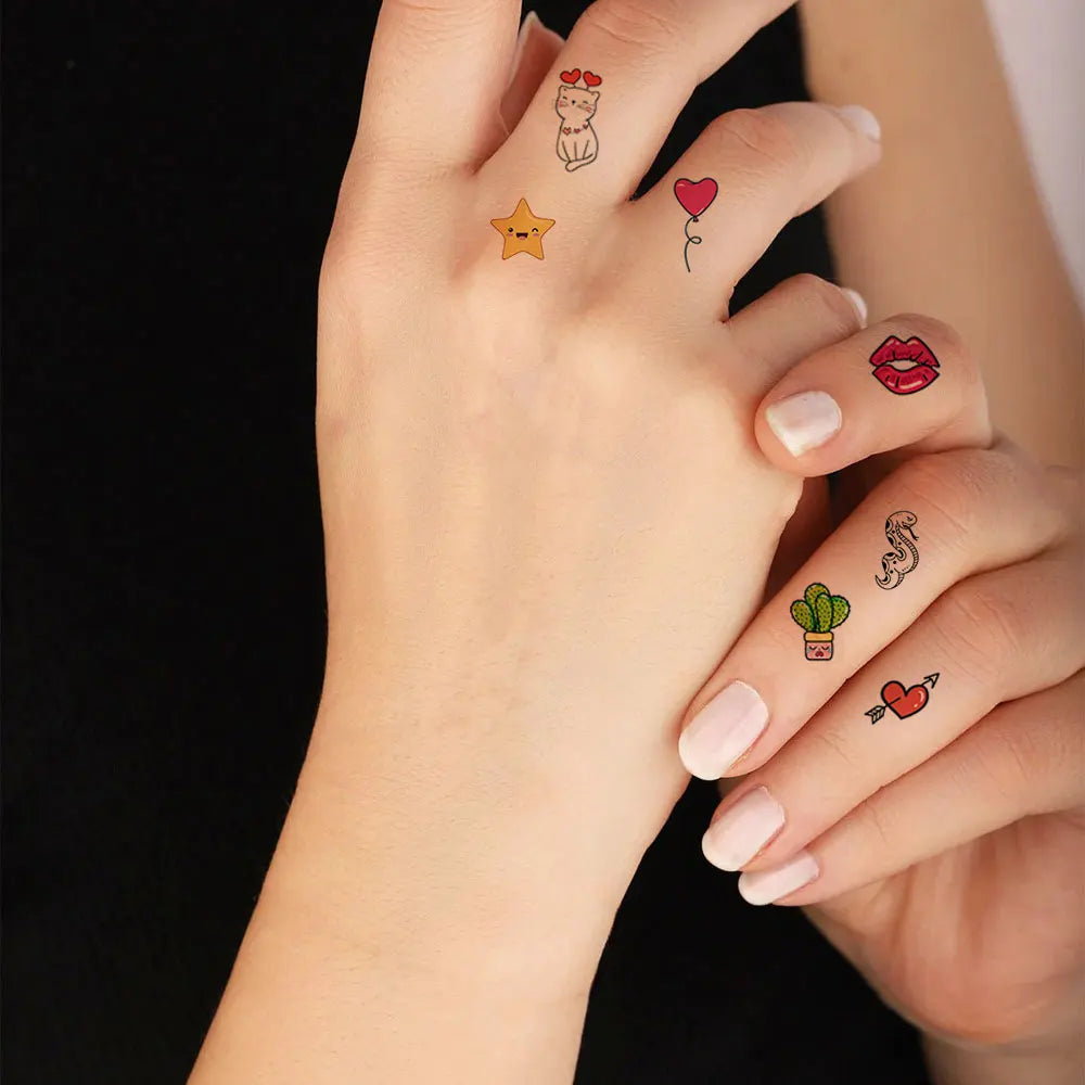 30 Sheets Cute Cartoon Temporary Tattoos for Hands Waterproof Tattoo Stickers for Children Rainbow Fruit Moon Fake Finger Tattoo