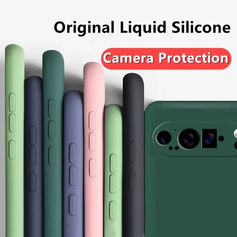 For Google Pixel 9 Pro Case Google Pixel 9 8 7 Pro 8A 7A 6A Cover Fundas Coque Soft Original Liquid Silicone Case Pixel 9 Pro XL