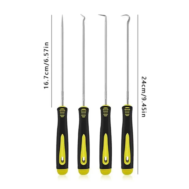 4pcs Pick and Hook Set Car Auto Oil Seal/O-Ring Seal Gasket Pick Hook Puller Remover Tire Stone Cleaning Auto Maintenance Tools