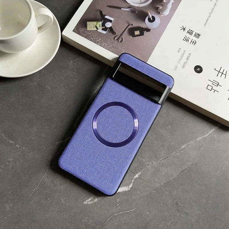 Luxury Business Magnetic Wireless Charging Case for Google Pixel 9 ProXL 6 7 8 Pro 6XL 5A 6A 8A Magsafe Linen Leather Slim Cover