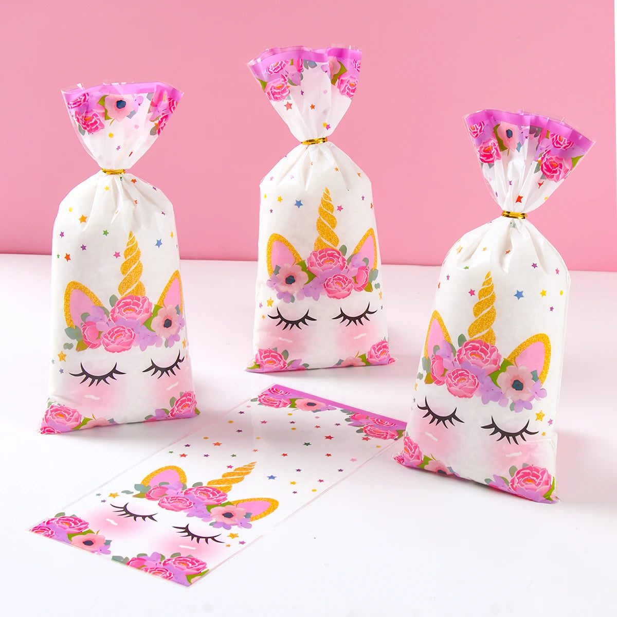 25/50/100pcs Unicorn Theme Candy Packing Bags Unicorn Birthday Party Decoration Kids Baby Shower Wedding Gift Bag Party Supplies