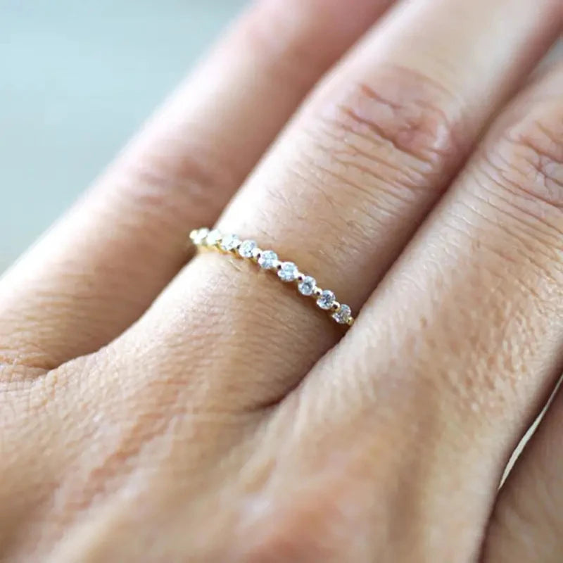 Cubic Zirconia Thin Rings for Women Wedding Engagement Accessories Minimalist Female Rings Statement Jewelry Drop Ship