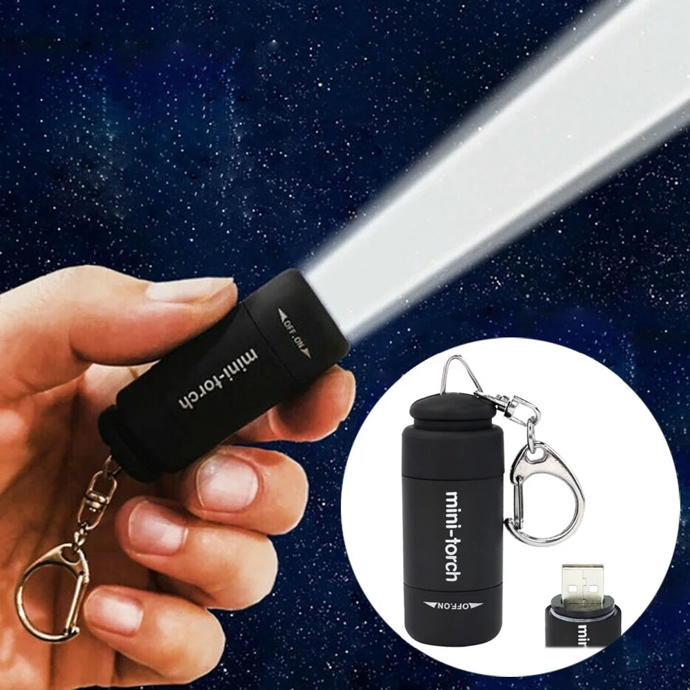 Mini Keychain Lamp Keychain Pocket Torch USB Rechargeable LED Light Flashlight Lamp Waterproof Keychain Light 1PC