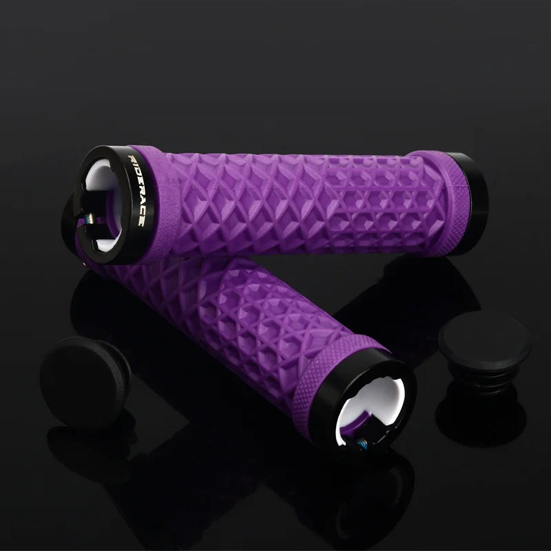 RIDERACE Bicycle Handlebar Grips Soft Rubber MTB Mountain Bike Lock on Handle Bar Cover Shockproof Anti-Slip Ergonomic Cycling