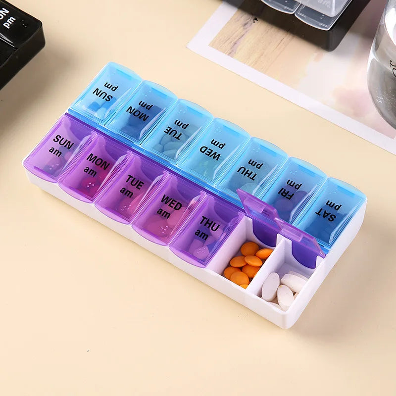 7 Days a Week Pill Organizer Morning and Night Pill Holder Storage Box Splitter Travel Medicine Organizer Portable Medicine and