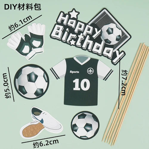 Football Boy Cake Decoration Football Field Player Doll Cupcake Top Happy Birthday Decoration Sports Children's Party Supplies