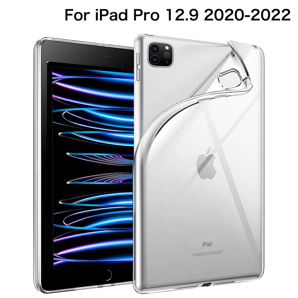 For iPad 10th 10.9 2022 7 8 9th Gen 10.2 Air 5 6 13 Case TPU Silicon Transparent Cover For iPad Pro 9.7 10.5 11 13 Mini 3 4 5 6