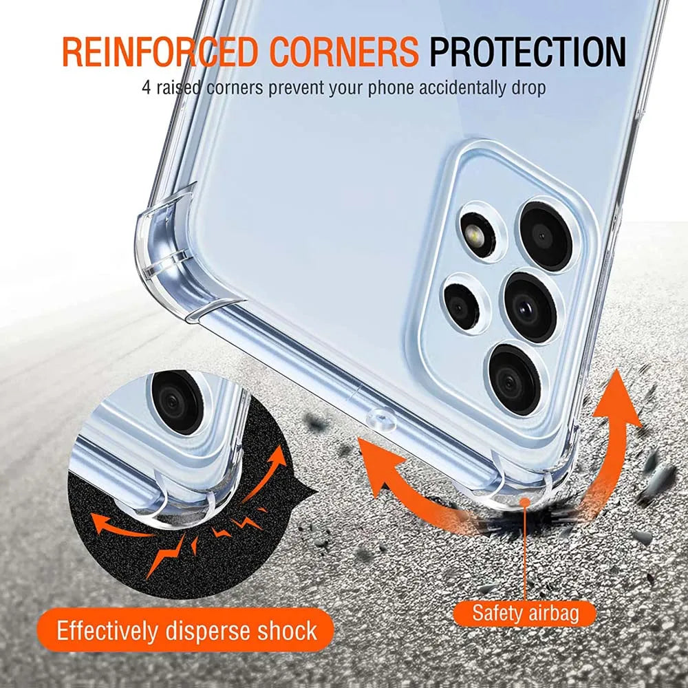 Air-bag Shockproof Clear Case For Samsung Galaxy A13 A23 A33 A53 A73 A22 A32 A52 A72 A14 A24 A34 A54 A15 A25 A35 A55 5G Cover