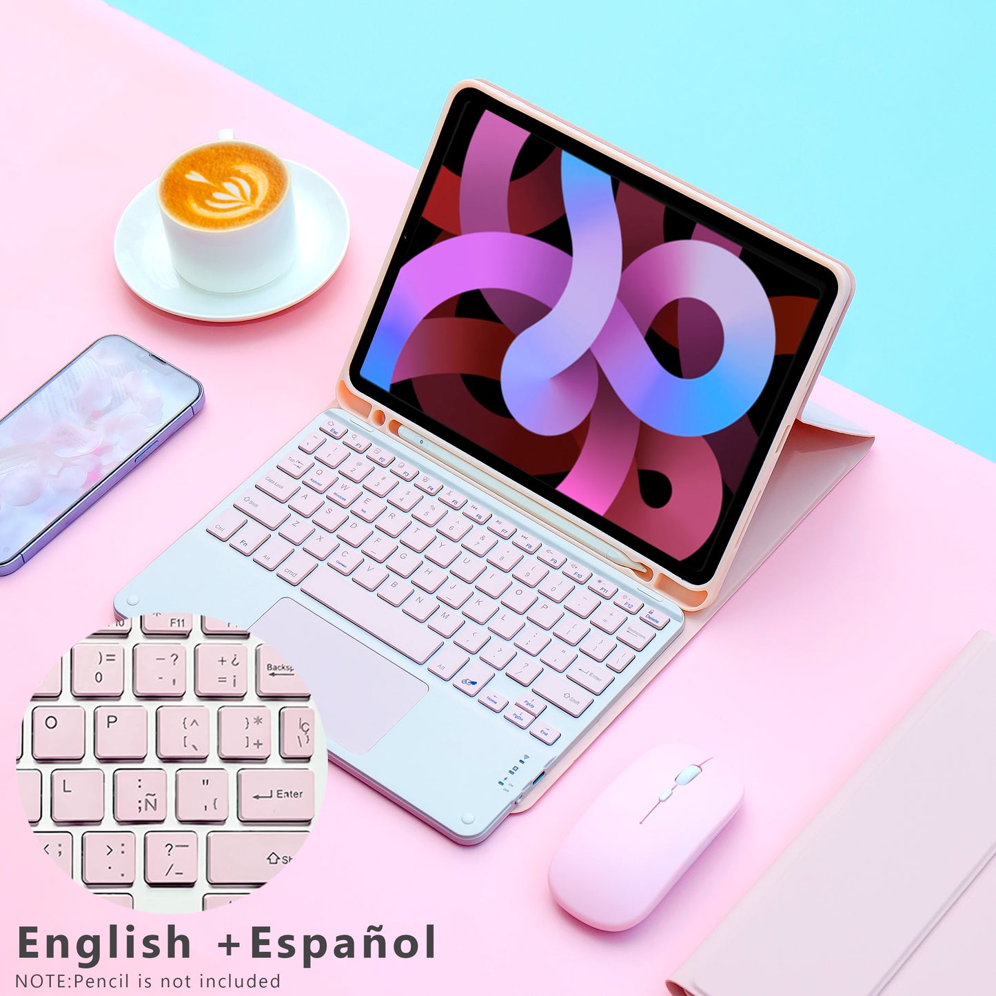 Magic keyboard Wireless Mouse For iPad 9th Generation Case 2021 iPad 10.2 7th 8th Gen Cover iPad Pro 11 2022 10th Air 5/4 Funda
