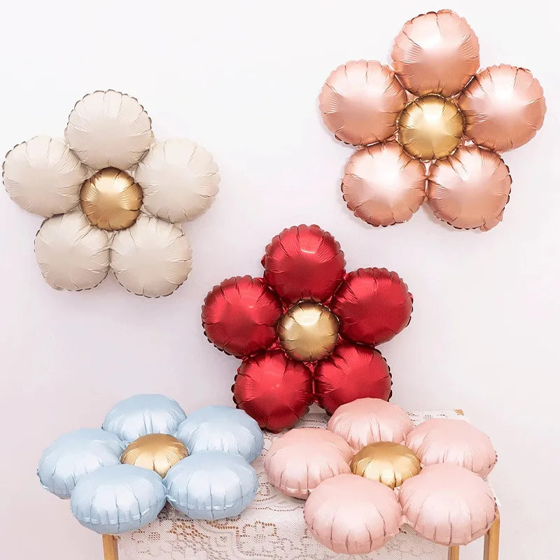 Matte Flower Aluminum Film Balloons Baby 1st Birthday Party Decor Kids Boy Girl Baby Shower Supplies Toy Balloon Wedding Ballons
