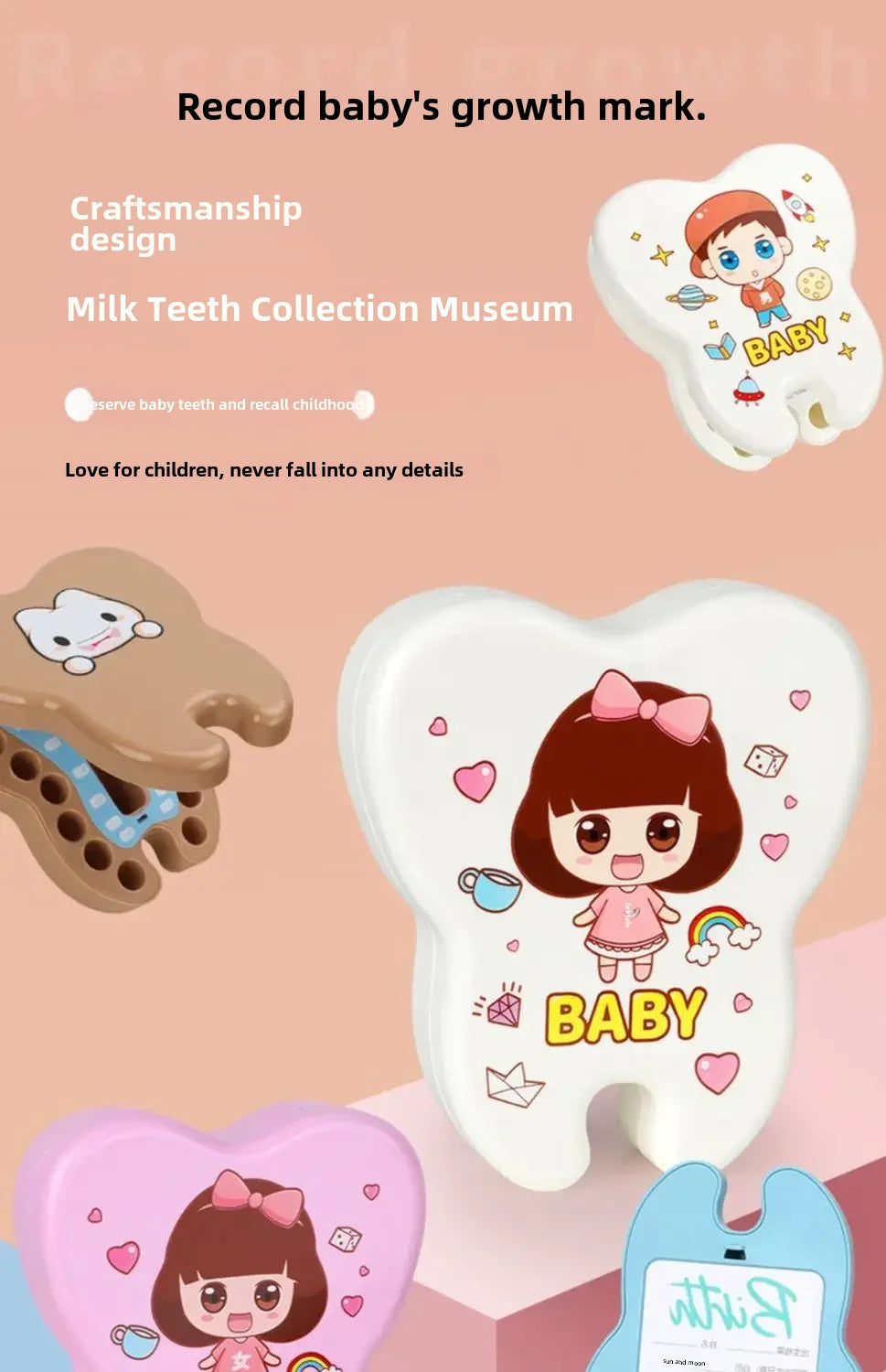 Baby Teeth Collection Memorabilia Box Infant Oral Health Record Storage Case Souvenir Box For Newborns Toddlers