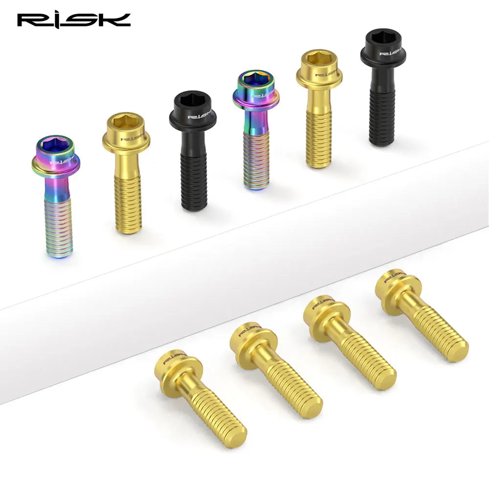 6pcs/bag RISK Bike Stem Bolts Bicycle Handlebar Fixing Screws Titanium Alloy M5x16 M5x18 M5X20 Wish Washers Hex Socket Head