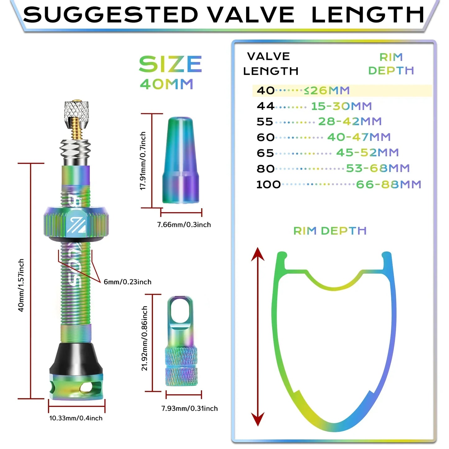BUCKLOS Bike Tubeless Valve 40MM 44MM 55MM 60MM Road Mountain Bicycle Presta Valves High Quality Tire Nipple MTB Accessories