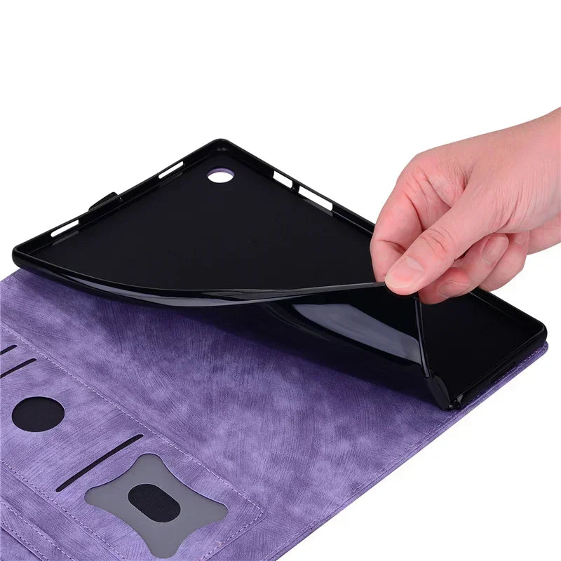 For Samsung Galaxy Tab S7 FE 12.4 Tablet Case Cute Cat Flower Funda For Galaxy Tab S10 Plus S9 FE S7 S8+ A9 Plus 11 12.4 Cover