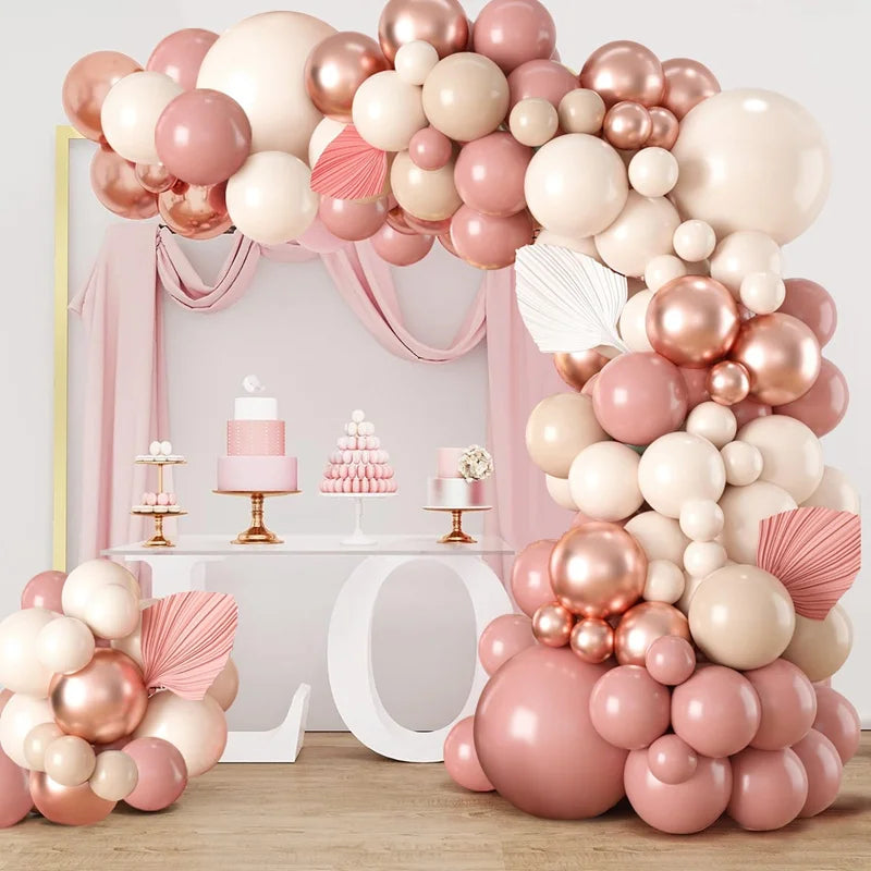 Blush Retro Pink Ivory White Balloons Garland Arch Kit for Birthday Party Wedding Baby Shower Decorations Party Supplies