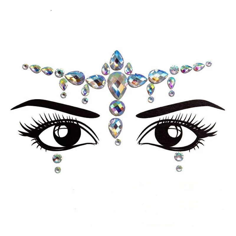 3D Rhinestone Bright Face stickers for festival Glitter Makeup Jewelry Sticker on Face crystals Gems jewels diamonds decoration