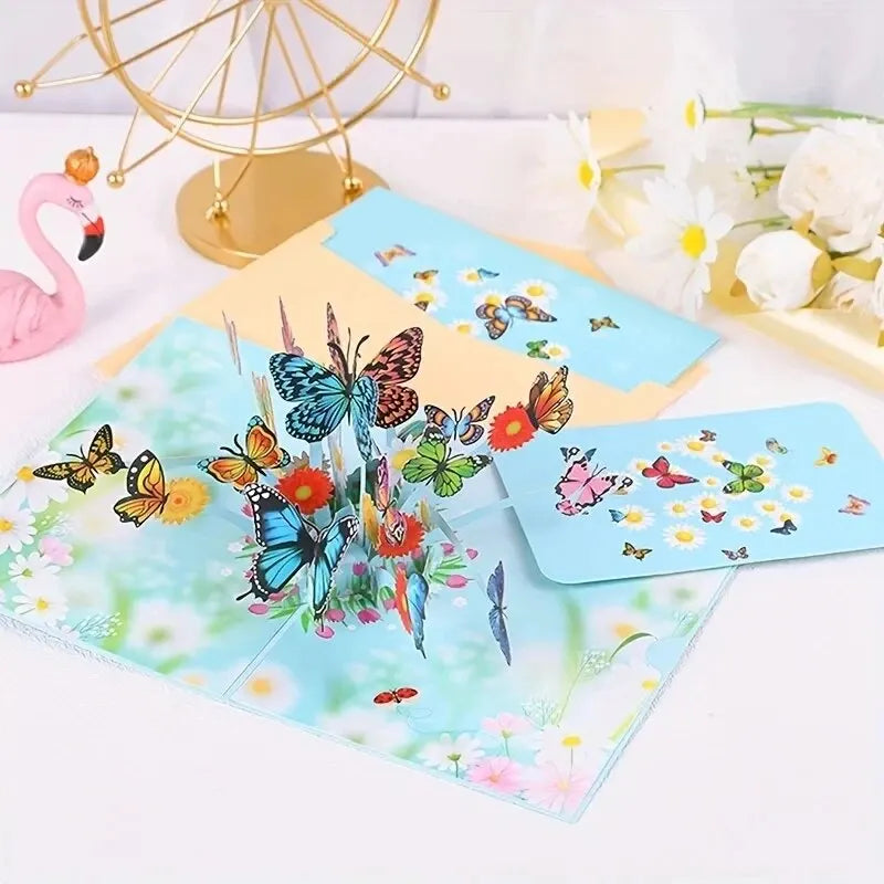 3D Pop-Up Cards Flowers Birthday Card Anniversary Gifts Postcard Maple Cherry Tree Wedding Invitations Greeting Cards