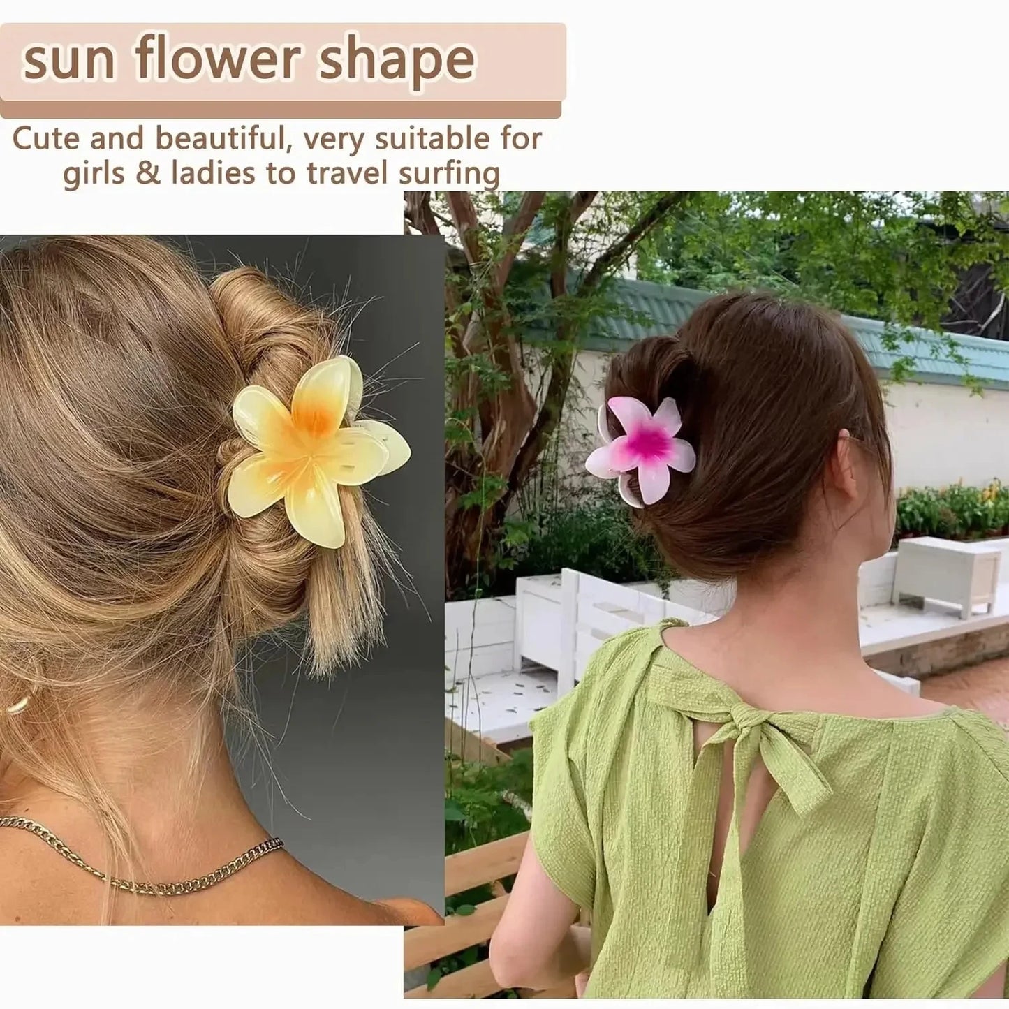 2/4PCS Fashion Women Flower Hair Clips Vacation Bohemia Egg Flower Hair Clips Barrettes Girls Large Hairpins Hair Accessories