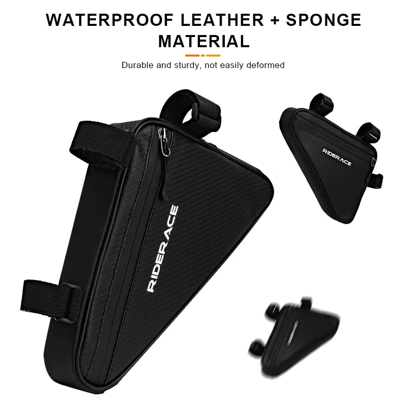 RIDERACE Waterproof Cycling Tube Bags 1.5L MTB Road Bike Triangle Bag Cycling Frame Front Bags Repair Tools Pannier Bicycle Bag