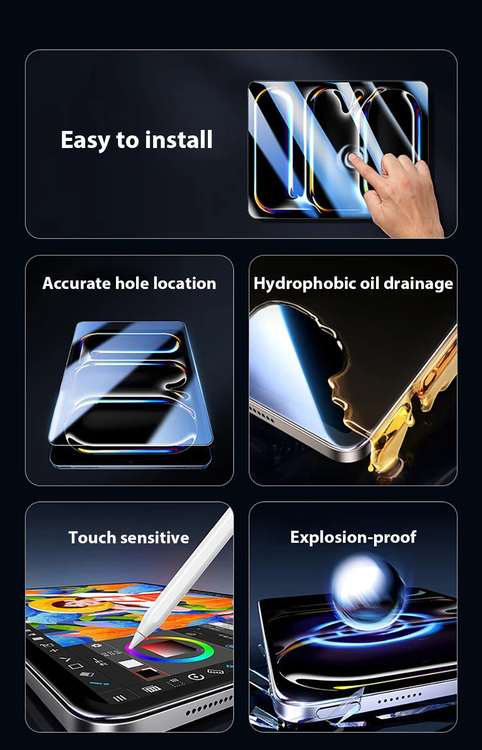 2Pcs Tempered Glass Screen Protector For Ipad Pro 13 11 12.9 M4 Air 5 4 3 2 Mini 6 9 9th 10 10th Generation 10.2 9.7 Accessories