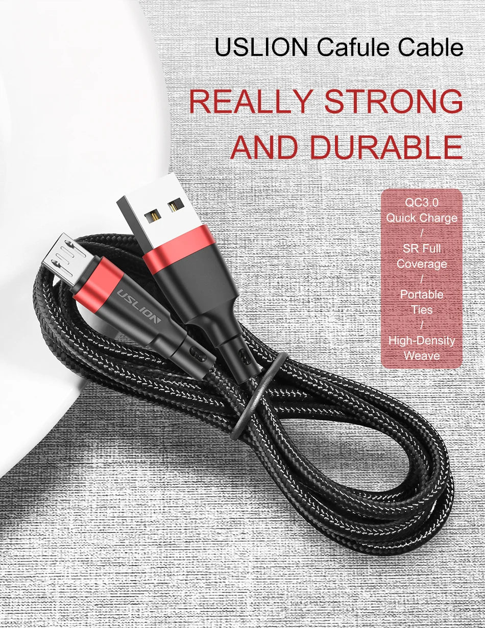 USLION 5A Micro USB Cable Fast Charger for Samsung Xiaomi LG