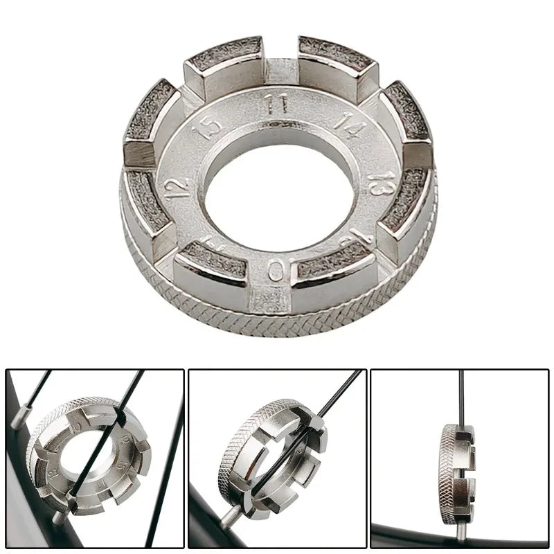 Bike Wheel Rim Wrench Mini Adjuster Spanner 8 Way Groove Bicycle Spoke Tension Wrench Bike Demolition Axis Repair Tools