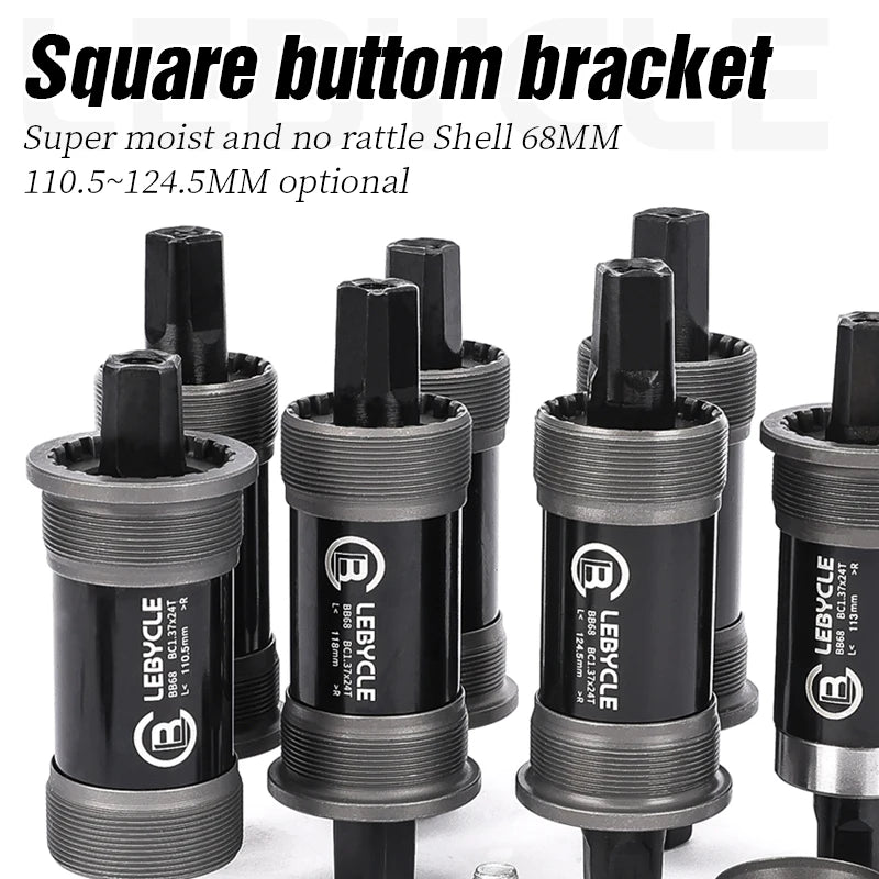 LEBYCLE MTB Road Bicycle Square Bottom Bracket BB68 Threaded Bottom Bracket Bike Hollow Axle 113/120/122.5/124.5/126mm