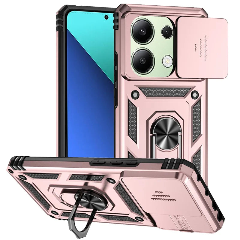 Shockproof Armor Funda For Xiaomi Redmi Note 13 Pro 5G 4G Slide Lens Protect Phone Case For Redmy Note13 Note13pro 5G Back Cover