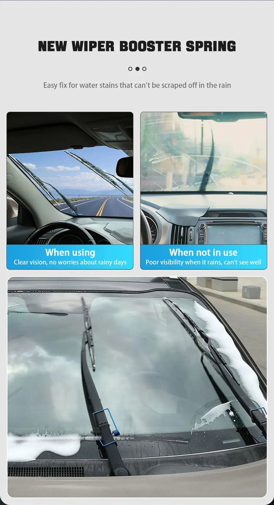 SEAMETAL 2Pcs Windshield Wiper Booster Spring Universal Wiper Fastener Reduce Noise&Vibration Aniti Sratch Rubber Wiper Gripper