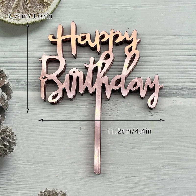 10Pcs Acrylic Happy Birthday Cake Topper Black Gold Silver Designs Cake Decorations for Kids, Men, Women & Baby Showers