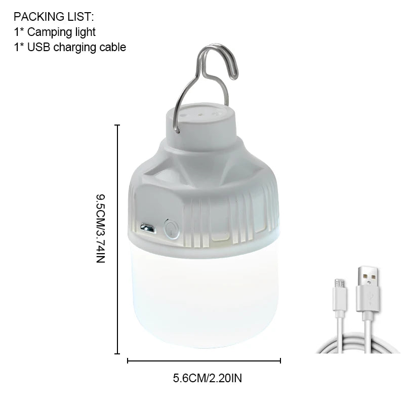 Outdoor USB Rechargeable LED Lamp Bulbs High Brightness Emergency Light Hook Up Camping Fishing Portable Lantern Night Lights