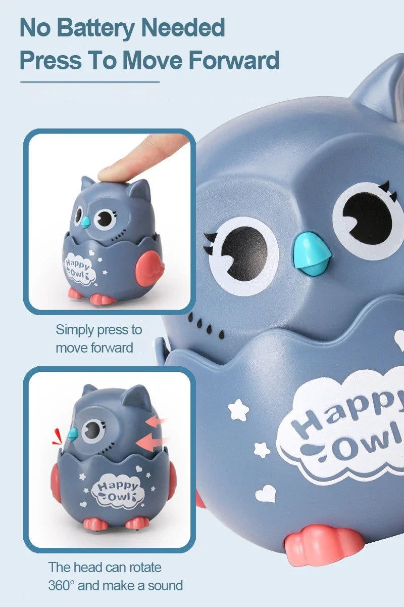 Kids Classic Wind Up Interactive Owl Shaped Press Mechanical Sliding Toys Toys for Boys Girls Birthday Xmas Gift