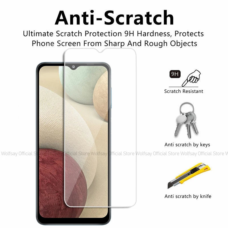 2/4PCS Screen Protector For Samsung Galaxy A12 Tempered Glass For Samsung Galaxy A12 A22 A32 A52 Full Glue Cover Protective Film