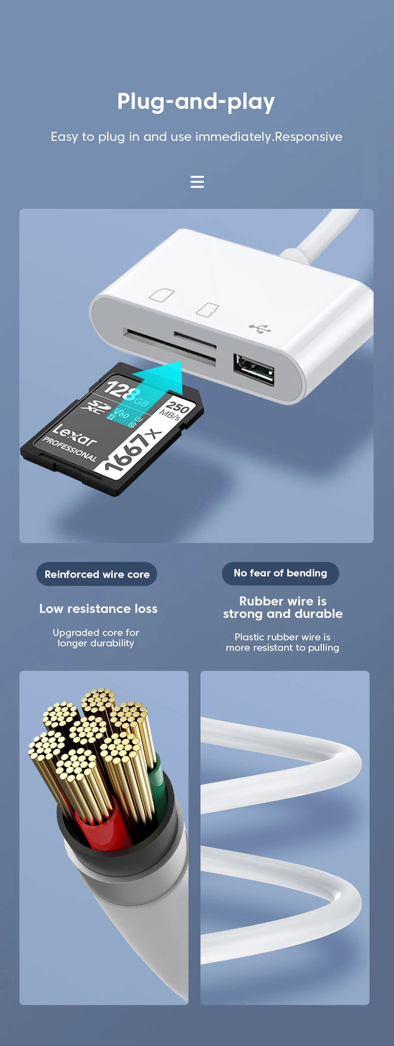 3-in-1 Card Reader Adapter Type C To SD TF Memory Card Reader USB Type C OTG Converter For Huawei Samsung Xiaomi Phone Tablet