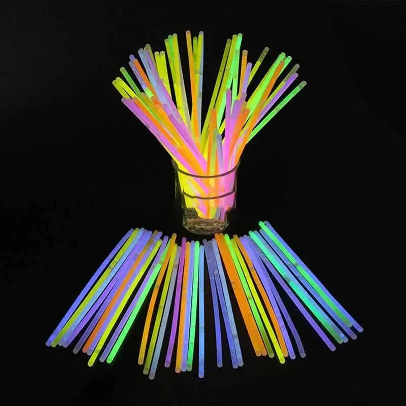 100pcs Party Fluorescence Prop Wedding Party Light Glow Sticks Bracelets Necklaces Live House Concert Bright Colorful Glow Stick