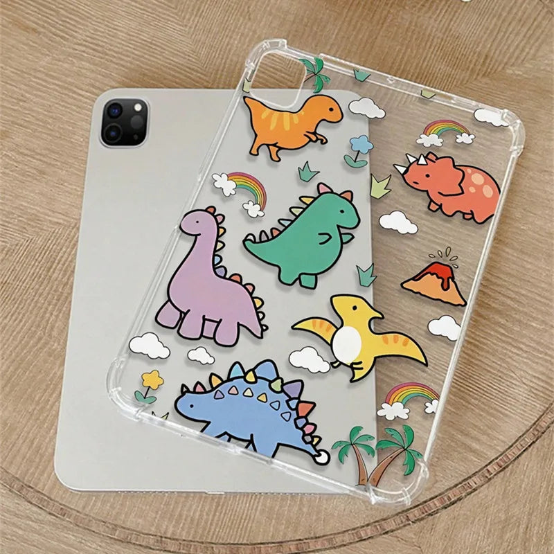 Case for Samsung Galaxy Tab A9+ A9 Plus 11 inch A8 A7 Lite S6Lite S7 S8 S9 S10 Plus 12.4 '' Cute Dinosaur Flexible TPU Case