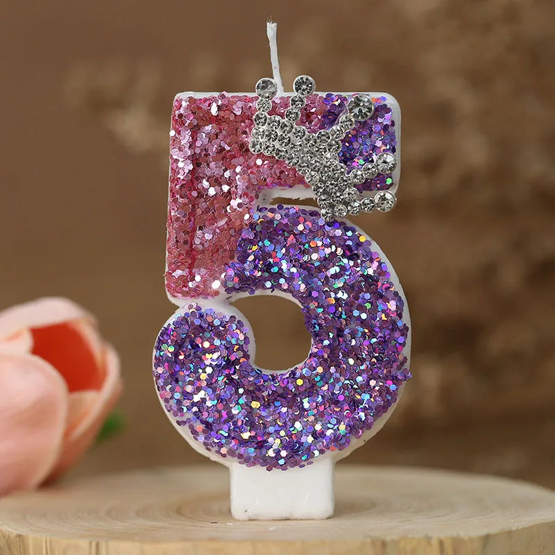 2nd Birthday Candle Cake Topper Colour Changing Creative Number 2 Candle Princess Crown Girl 1st Happy Birthday Party Decoration