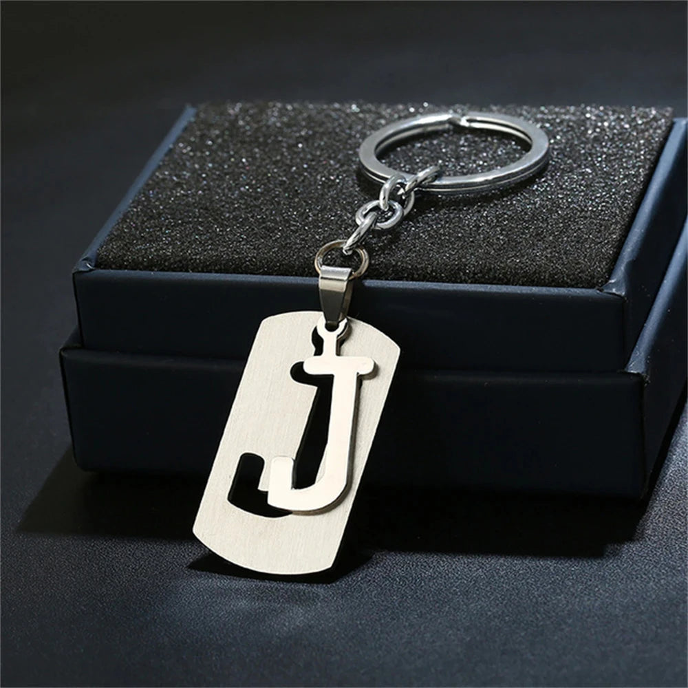 NEW DIY Stainless Steel A-Z Letters key Chain Charm 26 Letters KeyChain Men Women keychain Couple gift Jewelry Car Key Ring