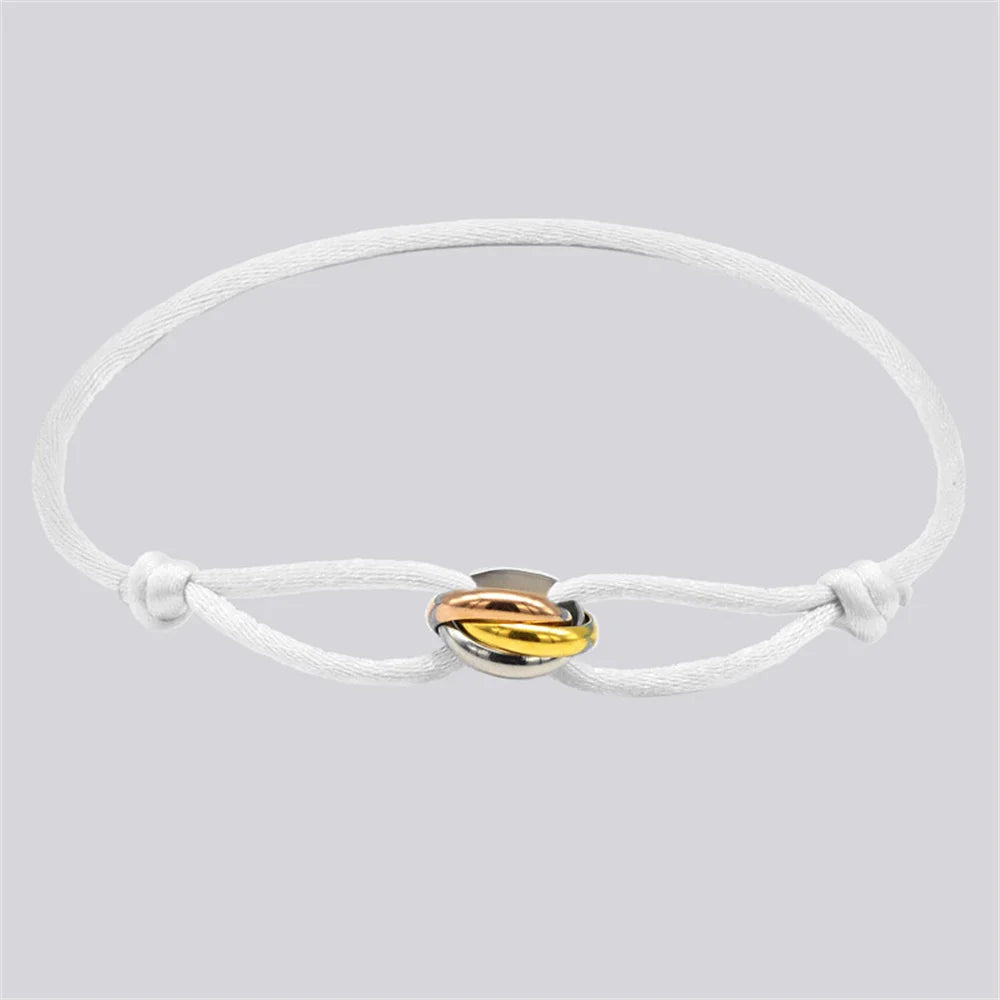 Luxury Unisex Bracelet 3 Metal Buckle Hand Chain Adjustable Men's Rope Bracelet for Women Jewelry Gifts