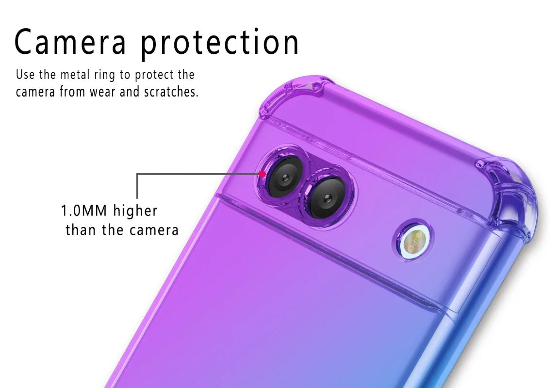 Shockproof Gradient Airbag TPU Case for Google Pixel 9 Pro XL 8A 8 Pro 7A 7 Pro 6A Protective Cover Fundas Coque Capa Shell