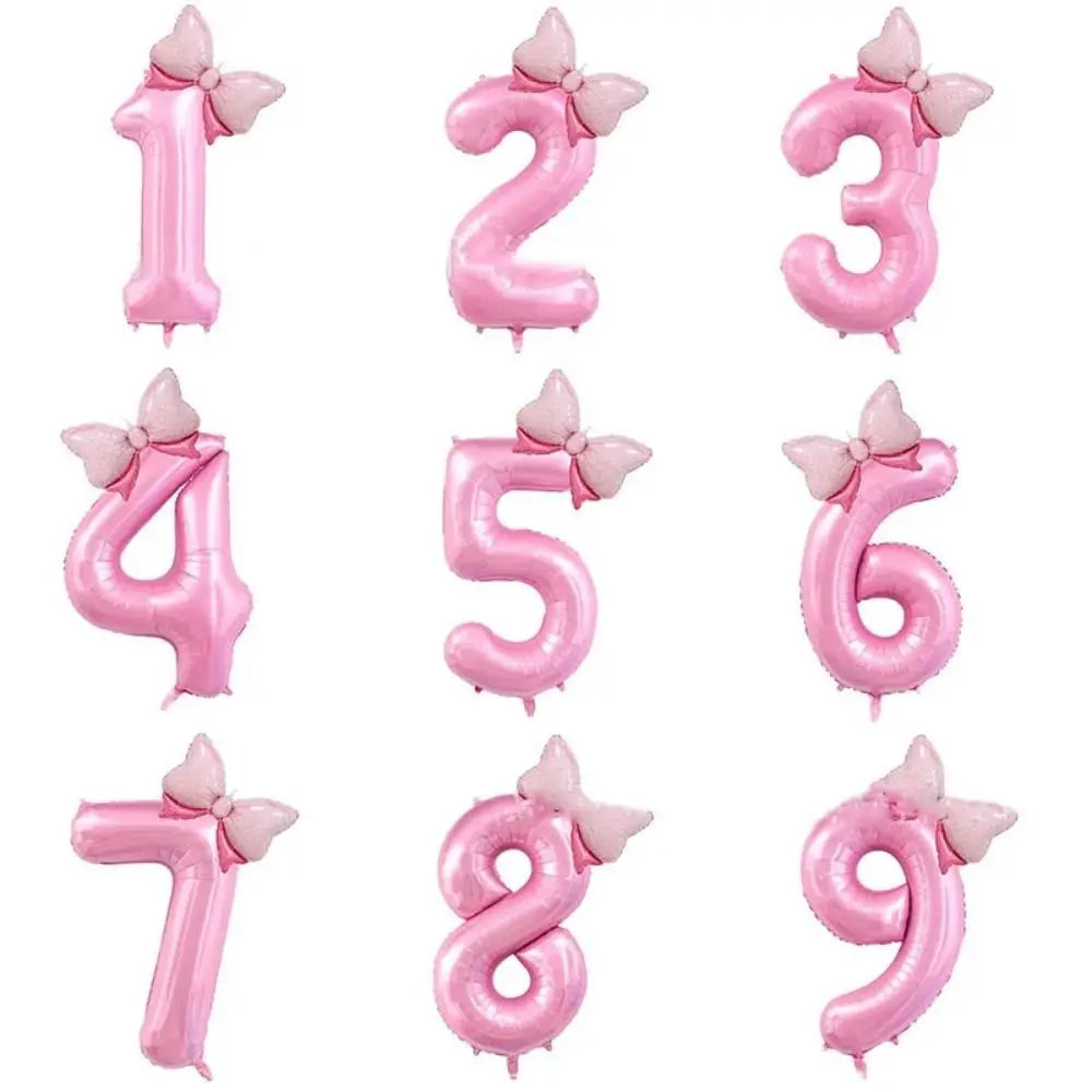 40 Inch Birthday Number Ballons New Girls Princess Birthday Pink Bownot Balloons Wedding Party Ballons Jumbo Number Balloon